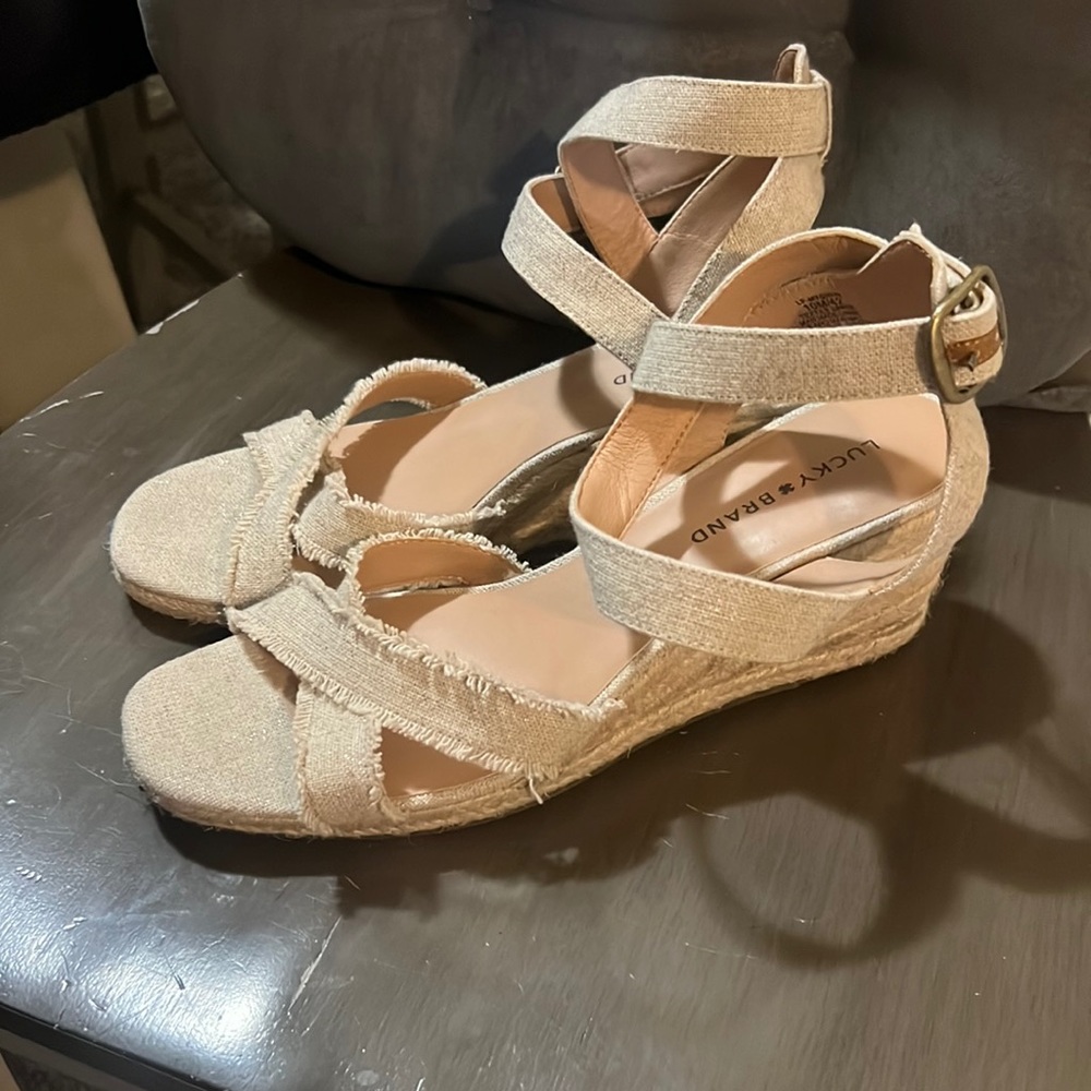 Lucky Brand Sand colored wedges size 10